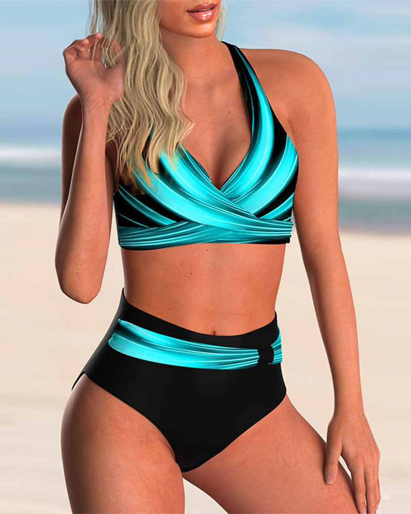 Siena | Bikinisæt med krydshals og print
