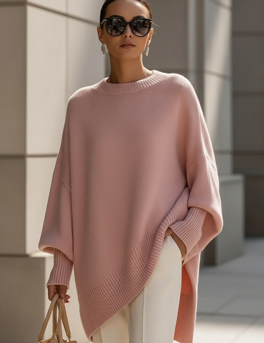 Josefine Oversize Striktrøje Med Bred Halsudskæring
