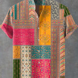Premium Patchwork Print Casual Skjorte