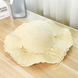 Hat female summer seaside vacation beach hat bow ribbon female sunscreen straw hat folding (Copy)