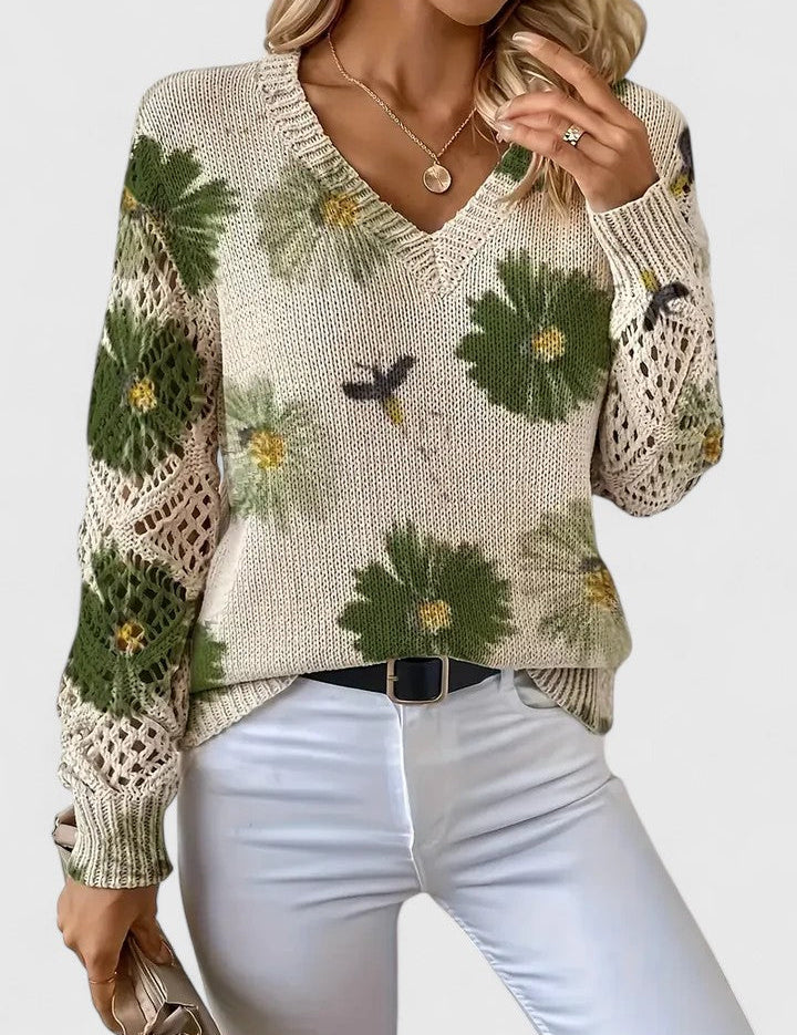 Alma | Elegant Trøje Med Blomsterdesign