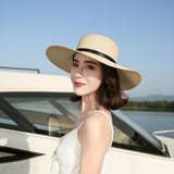 Hat female summer seaside vacation beach hat bow ribbon female sunscreen straw hat folding (Copy)