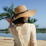 Hat female summer seaside vacation beach hat bow ribbon female sunscreen straw hat folding (Copy)