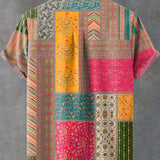 Premium Patchwork Print Casual Skjorte
