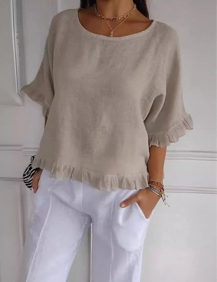 Amanda | Casual Top med Volantkant