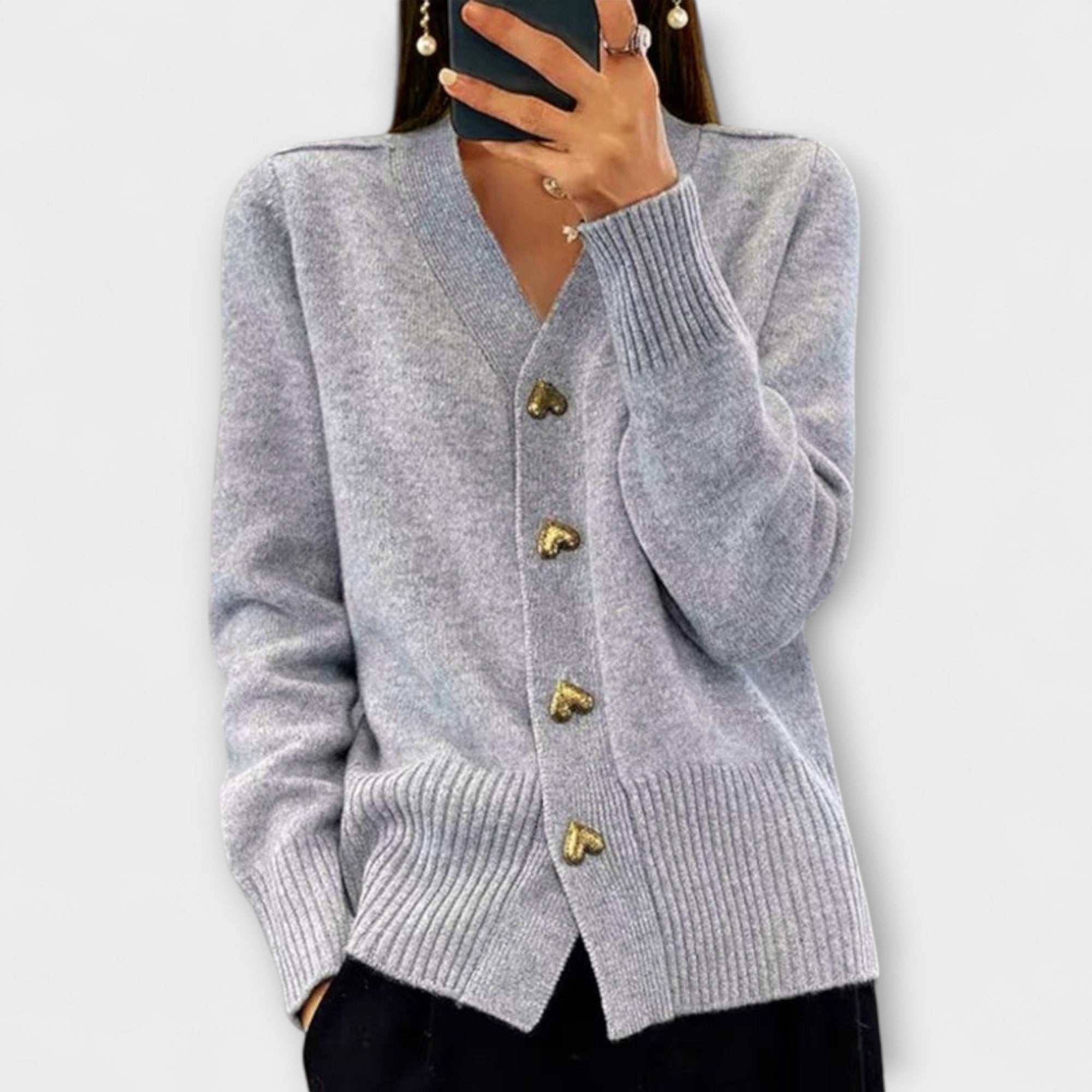 Marij™ | Elegant strikcardigan med hjerteknapper