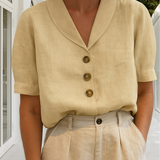 Christina™ – Let bluse i hør-bomuld
