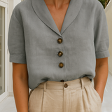 Christina™ – Let bluse i hør-bomuld