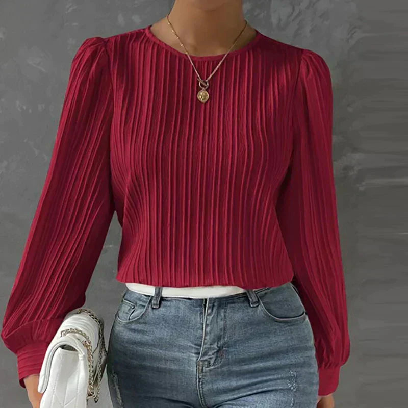 Lise | Elegant Plisseret Langærmet Top
