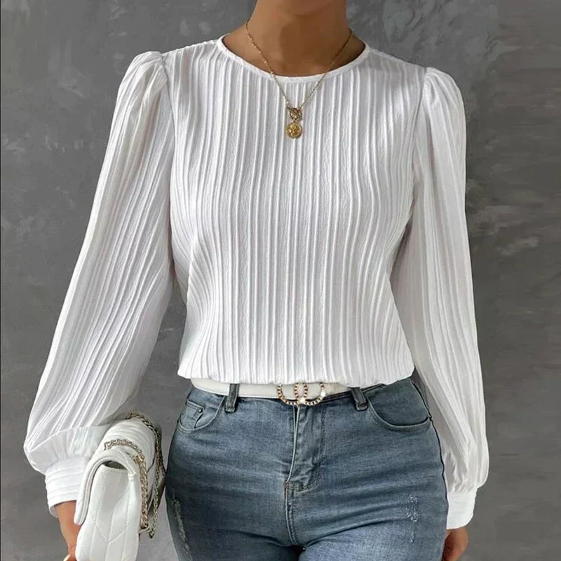 Lise | Elegant Plisseret Langærmet Top
