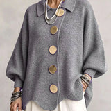 Lærke Oversize Cardigan Med Metalknapper