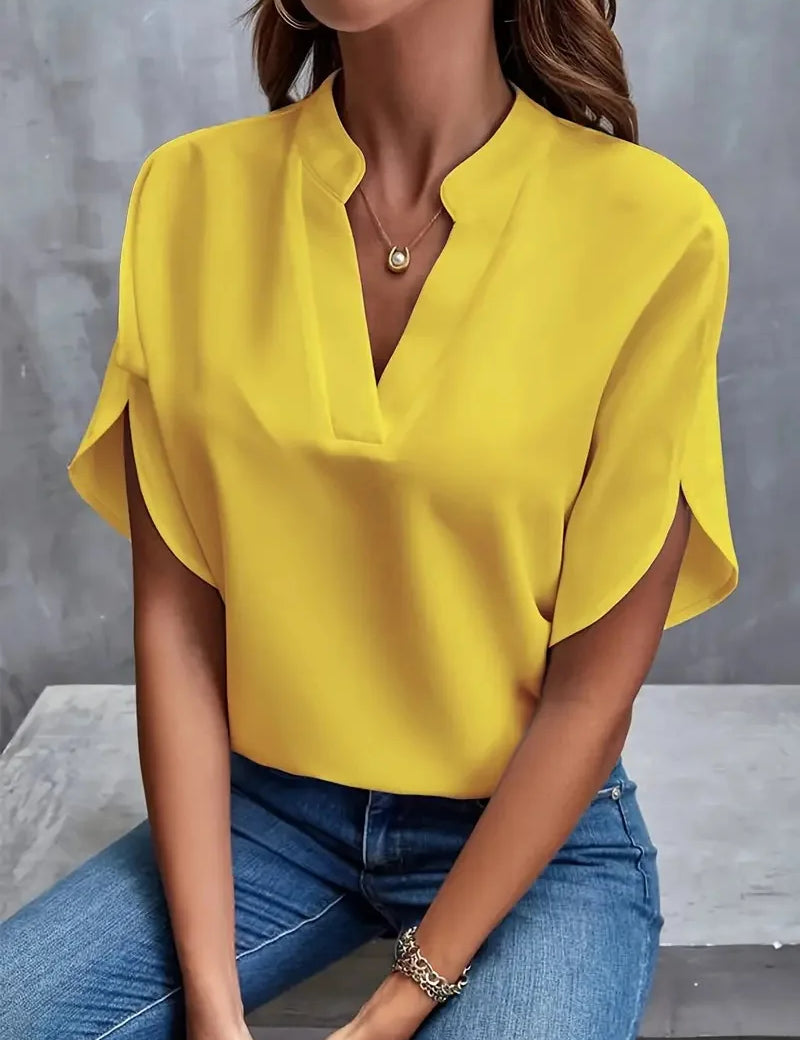 Annemie | Stilfuld V-Hals Flydende Bluse