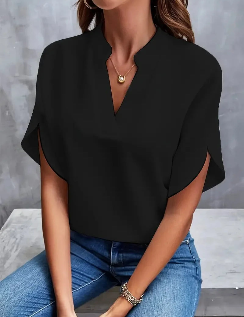 Annemie | Stilfuld V-Hals Flydende Bluse