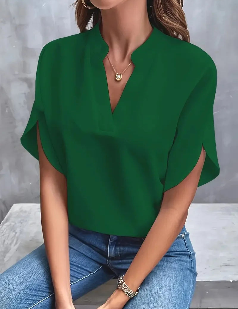 Annemie | Stilfuld V-Hals Flydende Bluse