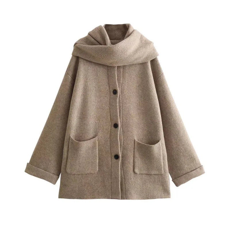 Abigail | Strikket Cardigan med Tørklæde