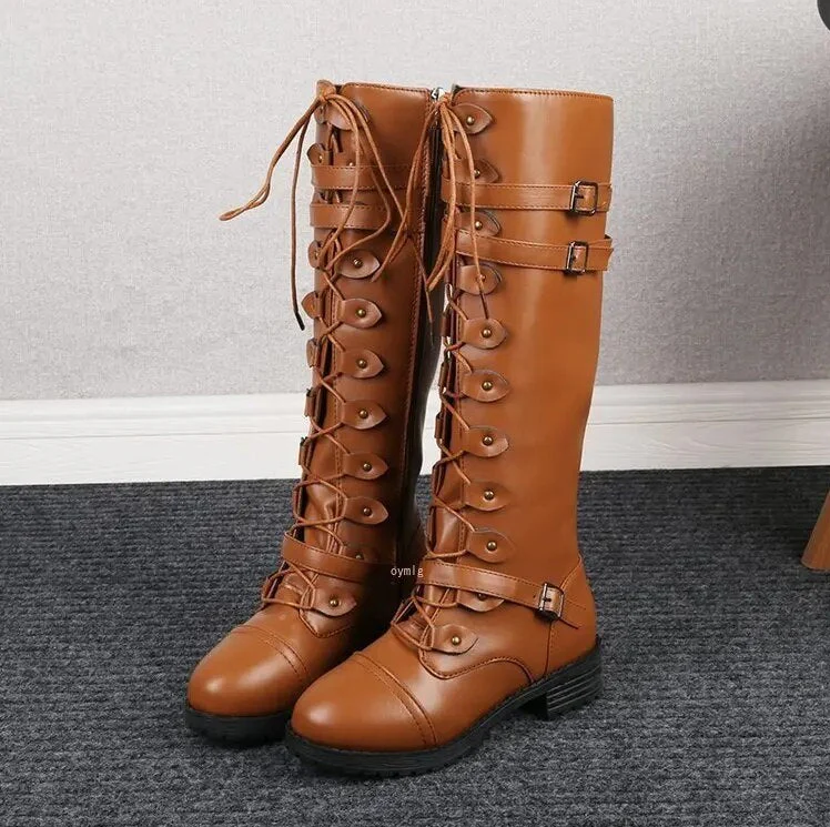 Berit | Vintage Lace-Up Combat Støvler