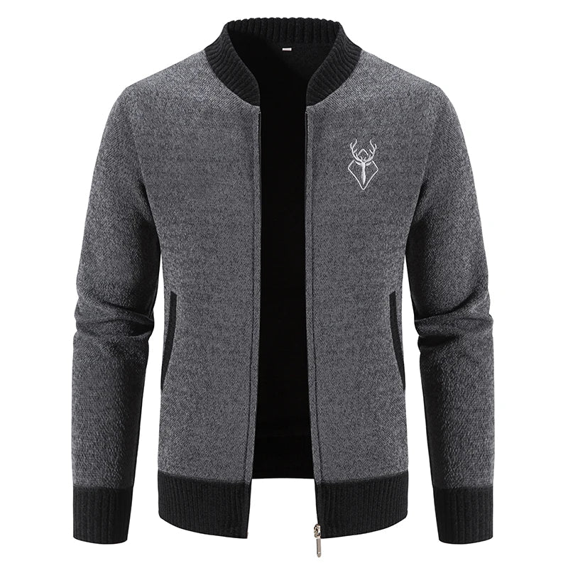 August | Strikket Herrecardigan med Hjortemotiv