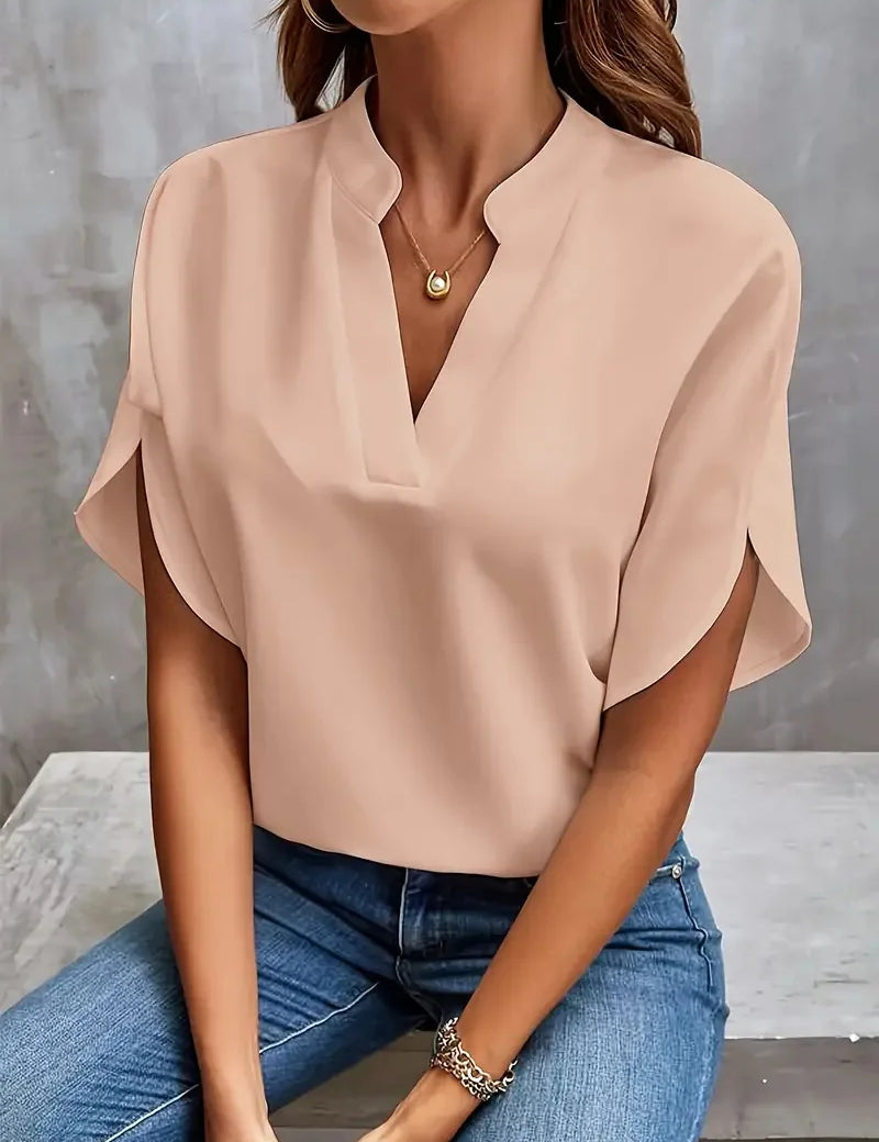 Annemie | Stilfuld V-Hals Flydende Bluse