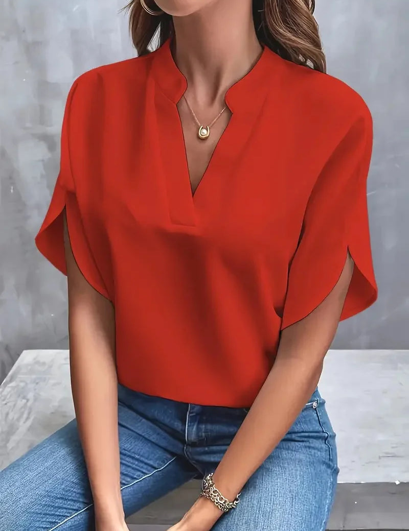 Annemie | Stilfuld V-Hals Flydende Bluse