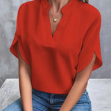 Annemie | Stilfuld V-Hals Flydende Bluse