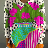 Gitte - Vintage Farverig Bluse