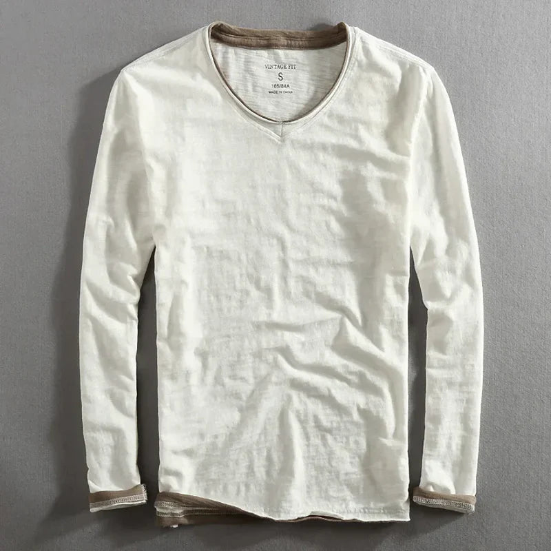 Premium Langærmet Bomulds T-shirt