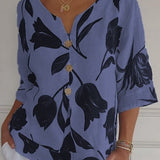 Sanne | Blomstret bluse med knap foran