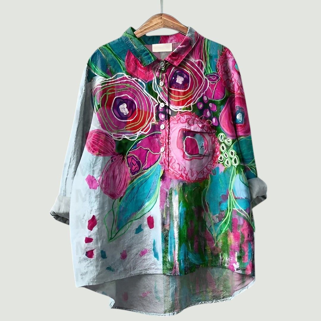 Blomstret damebluse | Glad, let og behagelig