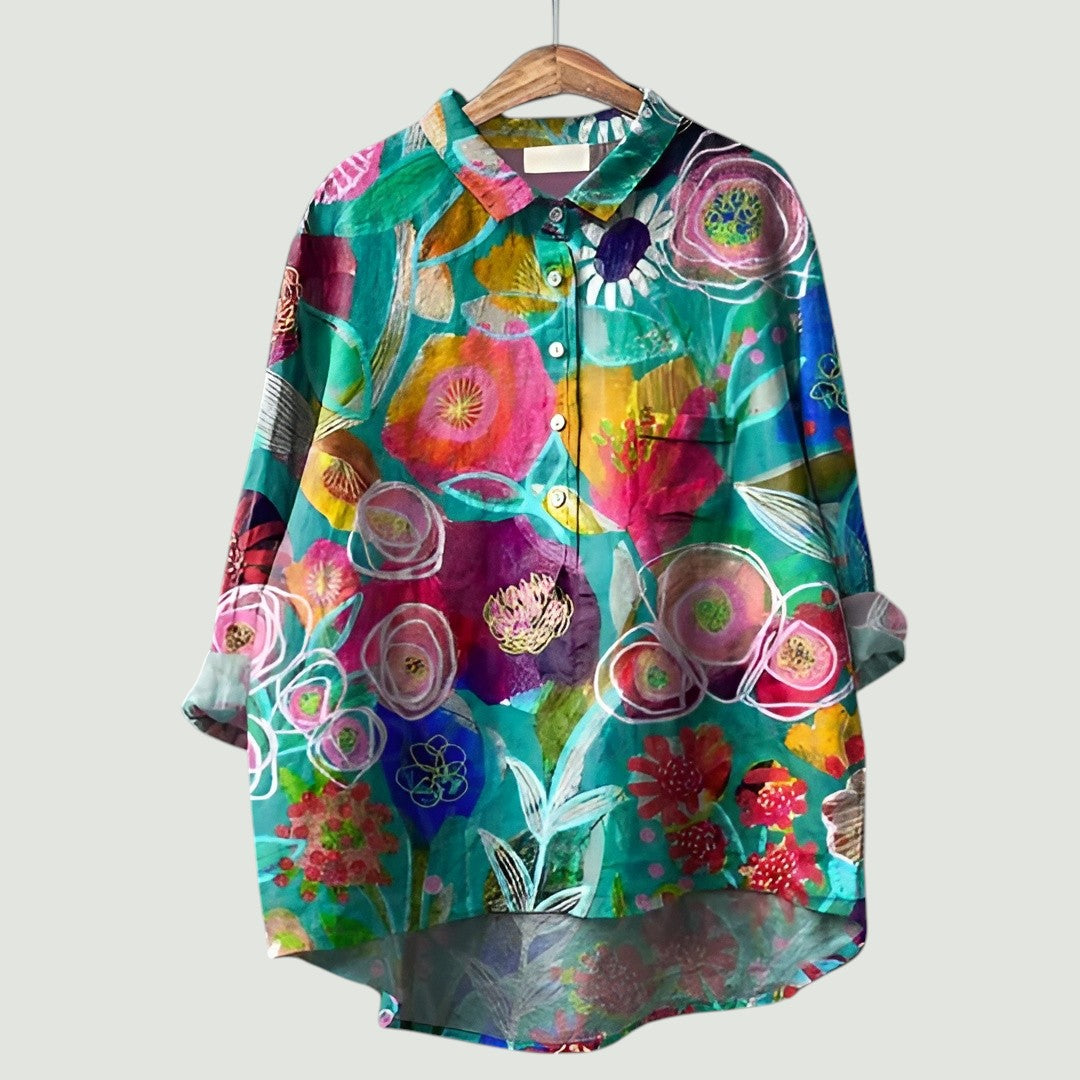Blomstret damebluse | Glad, let og behagelig