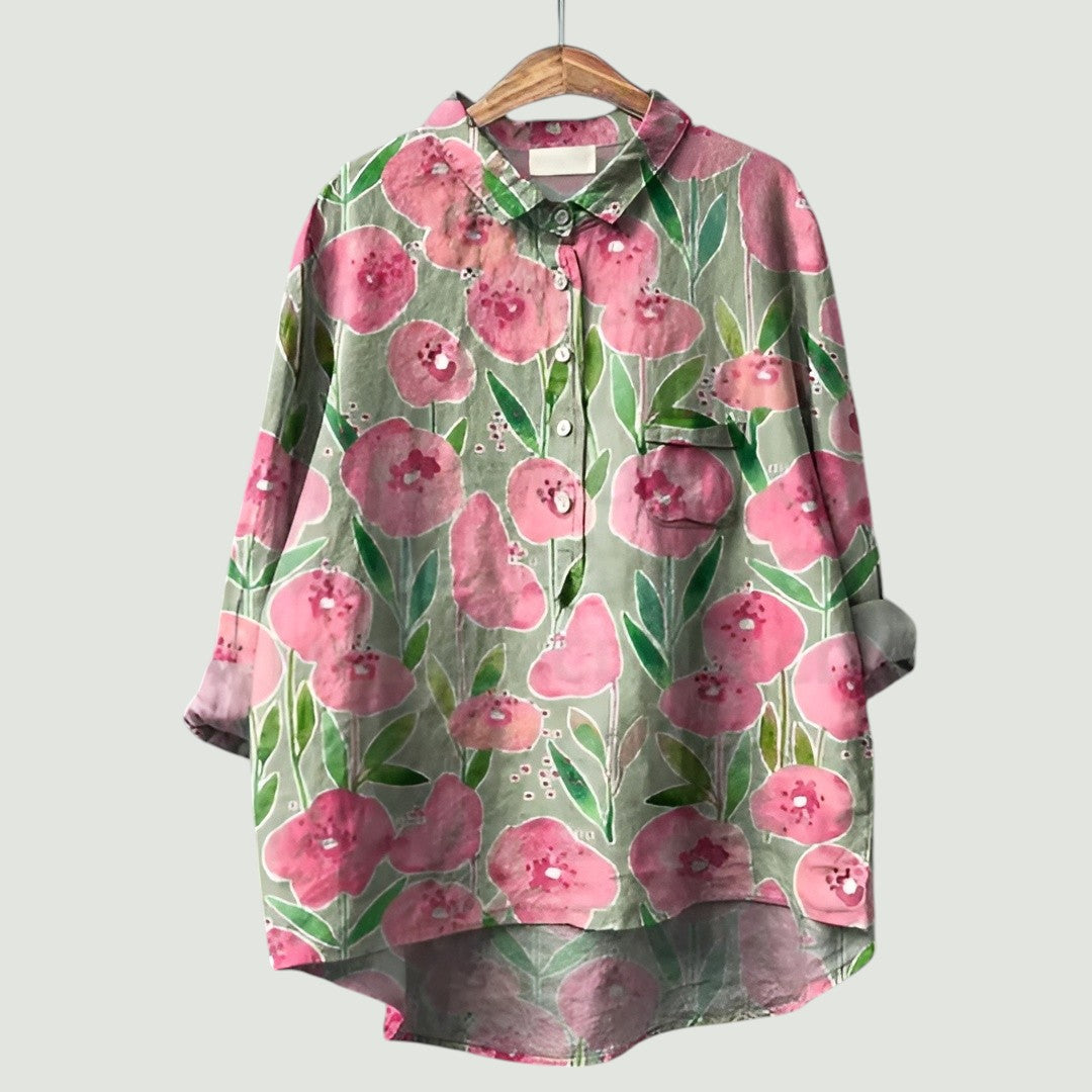 Blomstret damebluse | Glad, let og behagelig