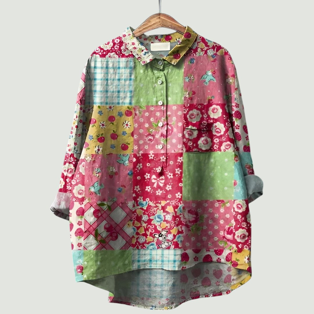 Blomstret damebluse | Glad, let og behagelig
