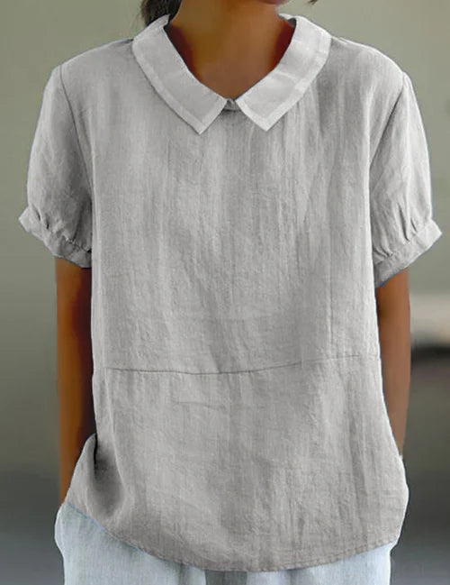 Amalie™ | Casual Bluse med Krave og Pufærmer