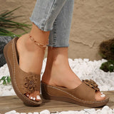 Indy™ | Stilfulde Blomstrede Slip-On Kilesandaler