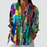Hanna™ bluse med geometrisk mønster
