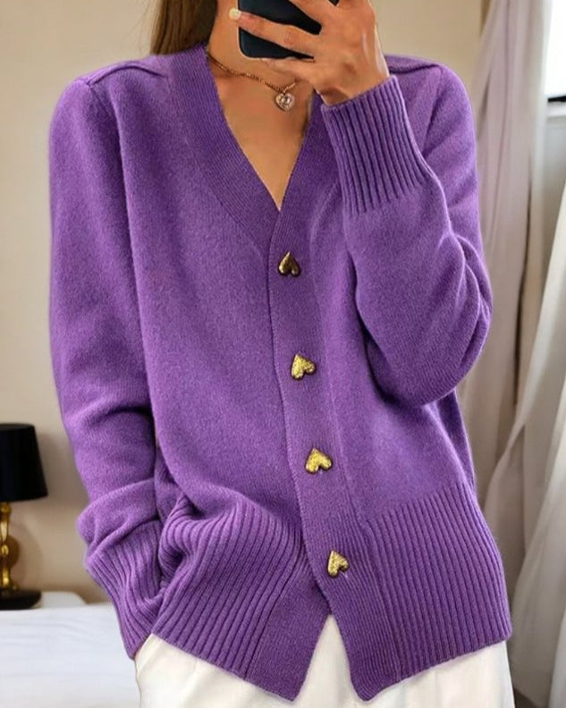 Adele | Blød cardigan med hjerteknapper