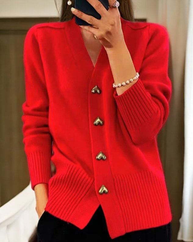 Adele | Blød cardigan med hjerteknapper