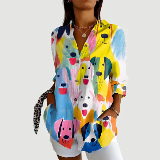 Ida™ bluse med farverigt design