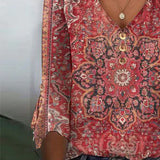 Claudine™ – Elegant rød top med V-udskæring